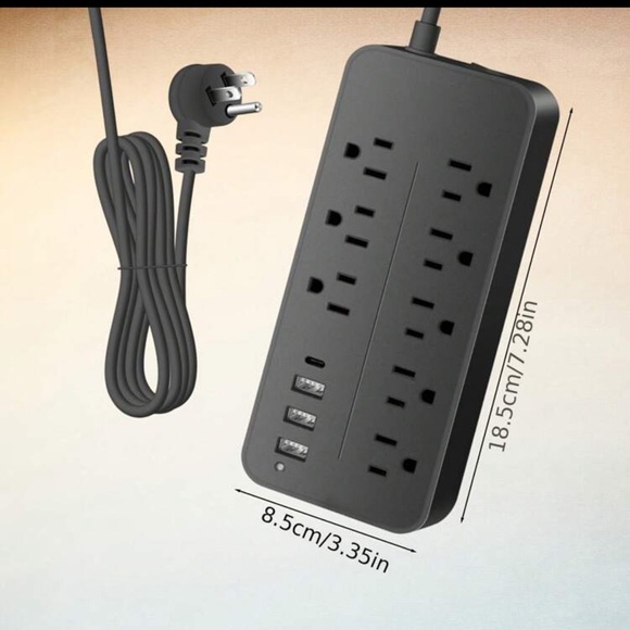 Black Power Strip with USB Ports - Picture 2 of 4